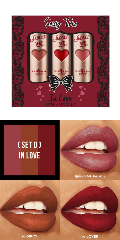 Sexy Trio Satin Lipstick Sets - Kit de Labios | Italia Deluxe
