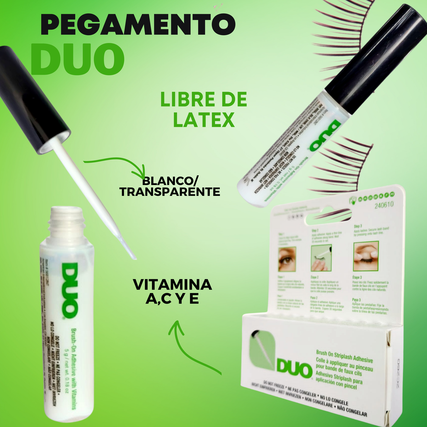 Pegamento para pestañas DUO Libre de Latex Transparente