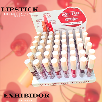 Display Exhibidor Lipstick Matte Locked In Place Matte Italia Deluxe