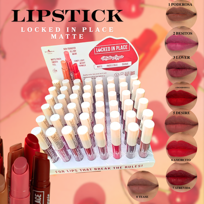 Display Exhibidor Lipstick Matte Locked In Place Matte Italia Deluxe